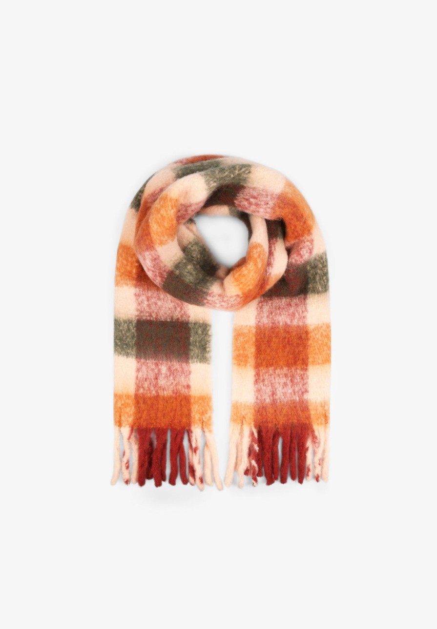 Wholesale scalperscompany Check Scarf With Label Detail