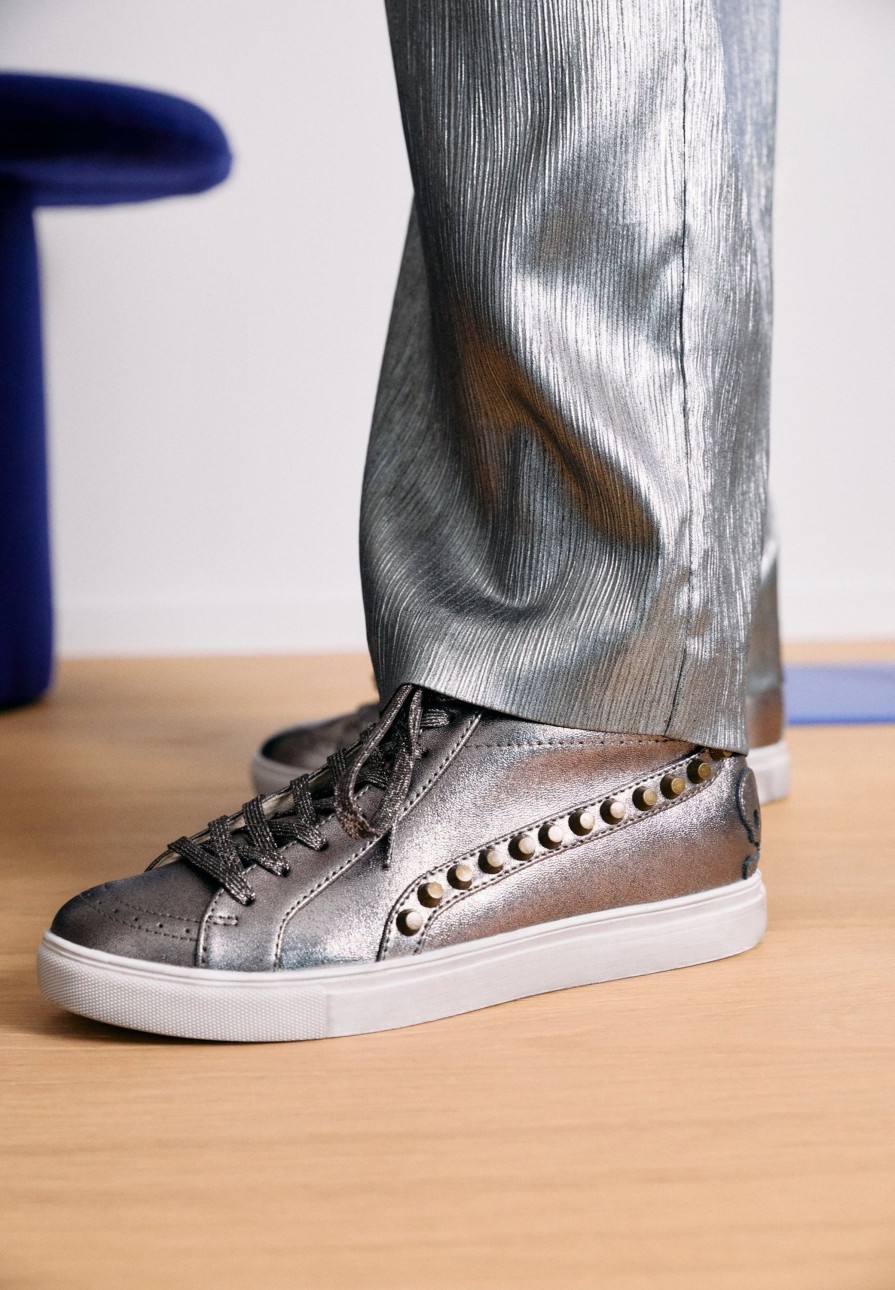 Best scalperscompany High Top Metallic Studded Sneakers