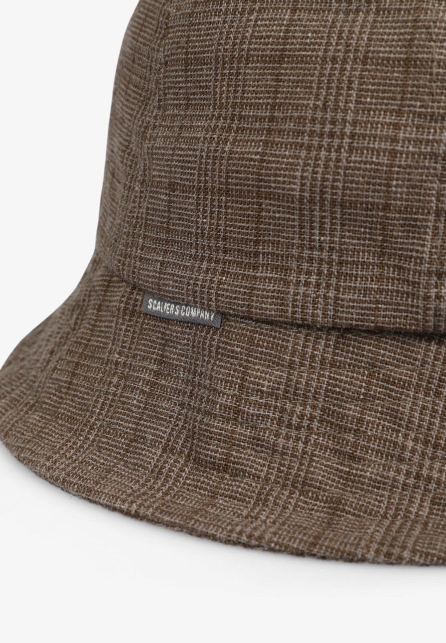 Clearance scalperscompany Checked Bucket Hat Brown