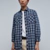 Wholesale scalperscompany Check Shirt With Pockets Denim Check