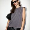 New scalperscompany Basic T-Shirt With Pleat Detail Dark Grey