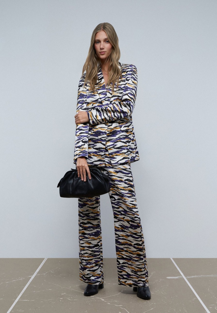 Online scalperscompany Satin Zebra Trousers Multicolor