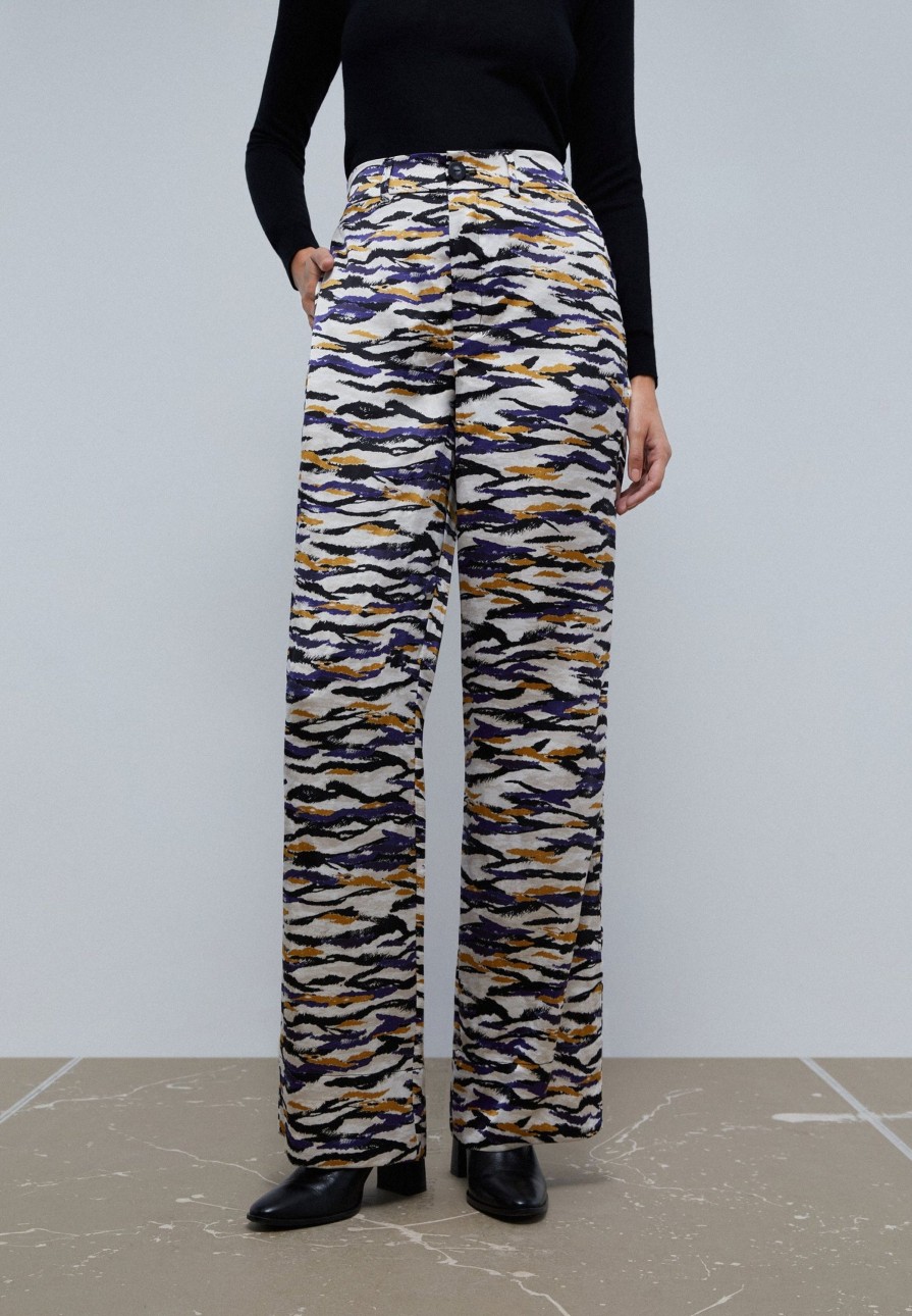 Online scalperscompany Satin Zebra Trousers Multicolor