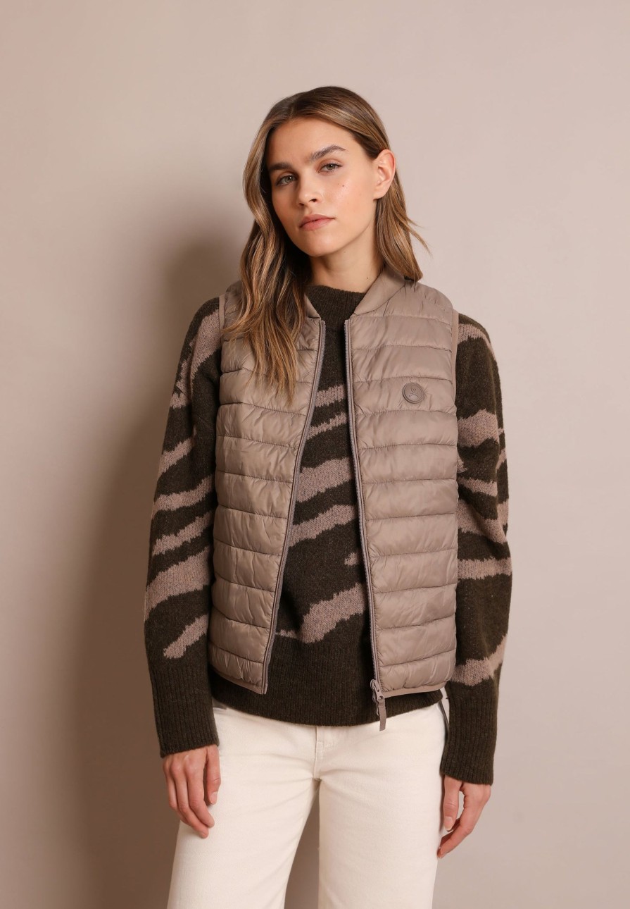 Hot scalperscompany Quilted Gilet With Skull Detail Taupe