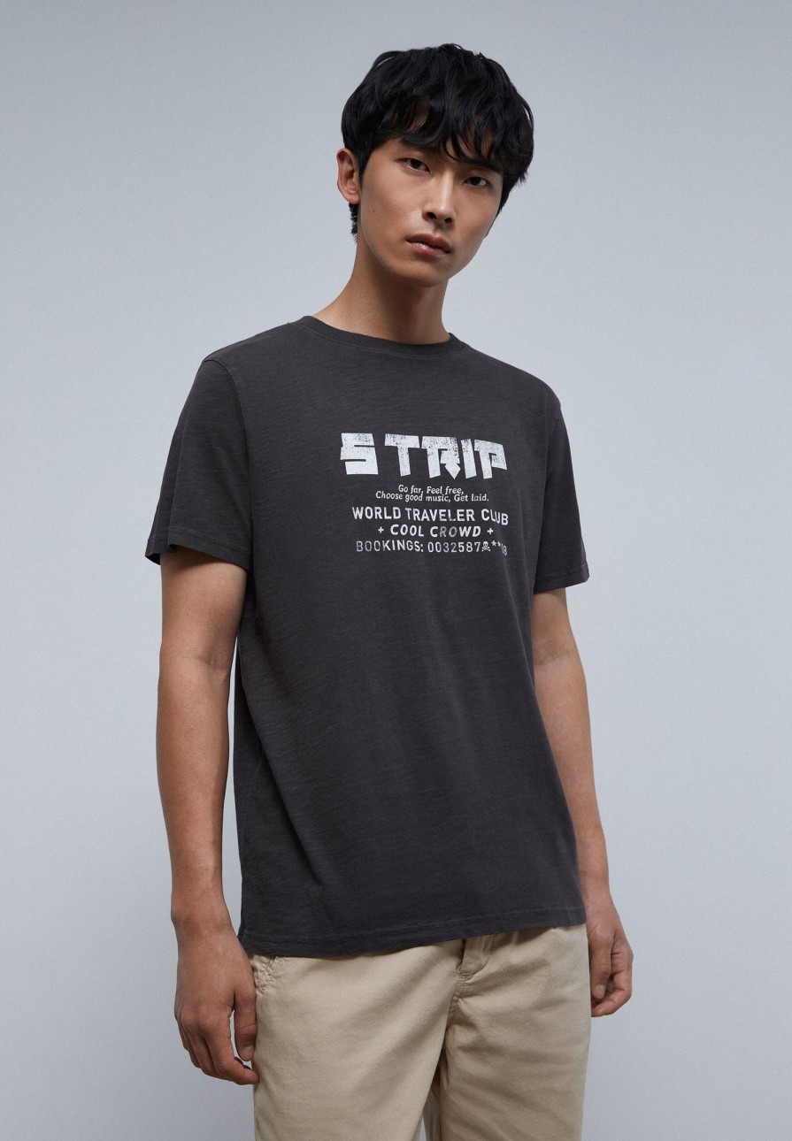 Online scalperscompany Rustic Slub Knit T-Shirt Anthracite