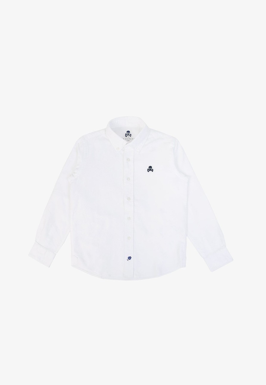 Clearance scalperscompany Oxford Shirt With Button-Down Collar White