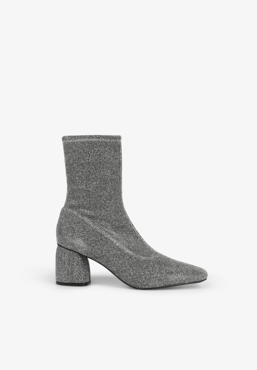 Wholesale scalperscompany Lurex Heeled Ankle Boots Silver