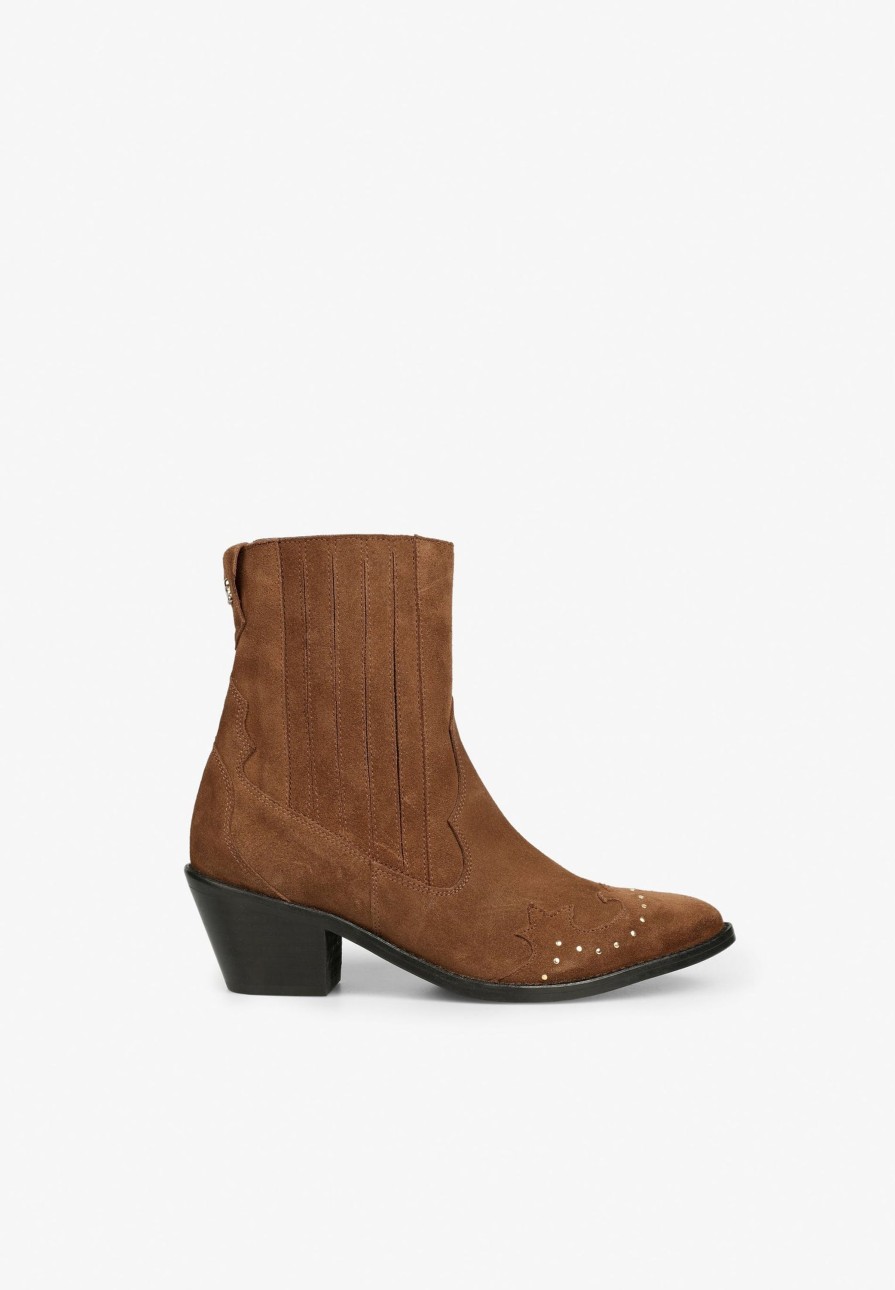 Online scalperscompany Cowboy Ankle Boots With Studs Camel