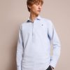 New scalperscompany Basic Cotton Polo Neck Shirt With Skull Print Skyblue