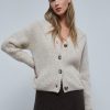 Wholesale scalperscompany Ribbed Cardigan With Details Sand