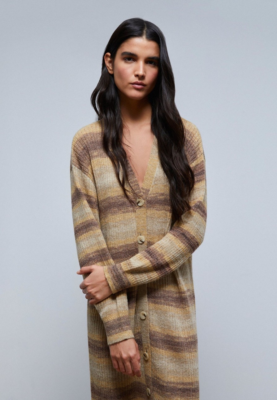 Hot scalperscompany Striped Knit Cardigan Natural