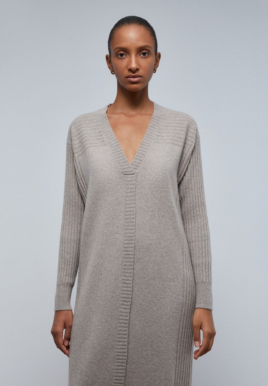 Clearance scalperscompany Ribbed Knit Dress Taupe