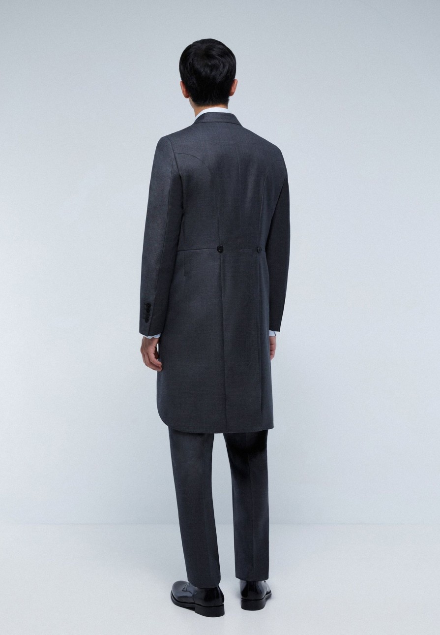 Wholesale scalperscompany Three-Piece Wool Morning Coat Grey