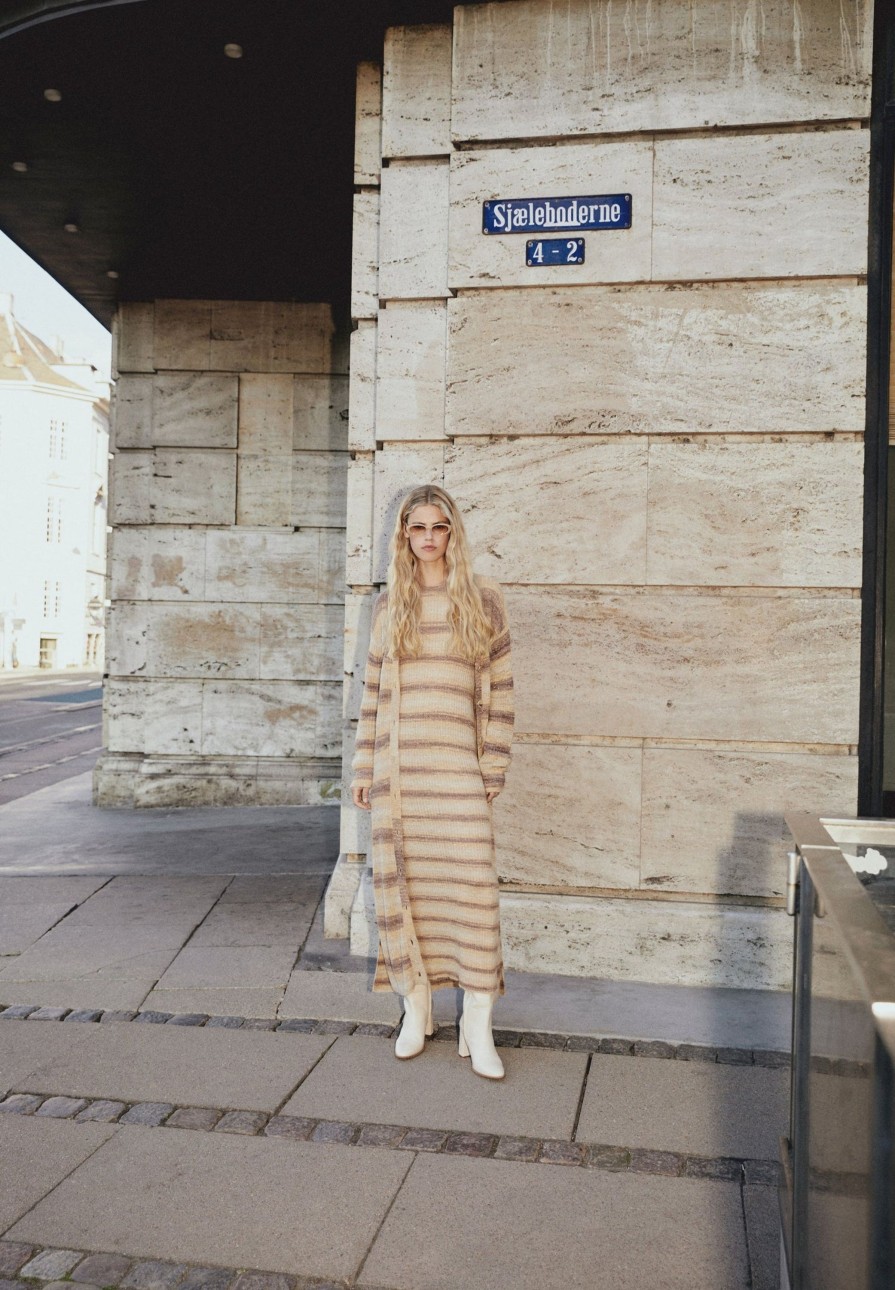 Online scalperscompany Knitted Midi Dress With Stripes