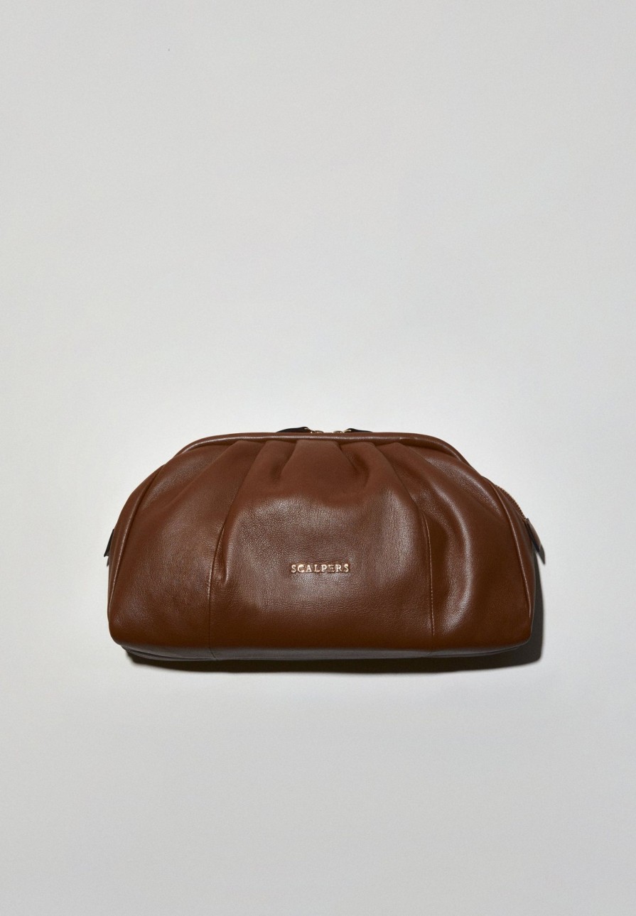 Hot scalperscompany Ruched Leather Clutch Bag