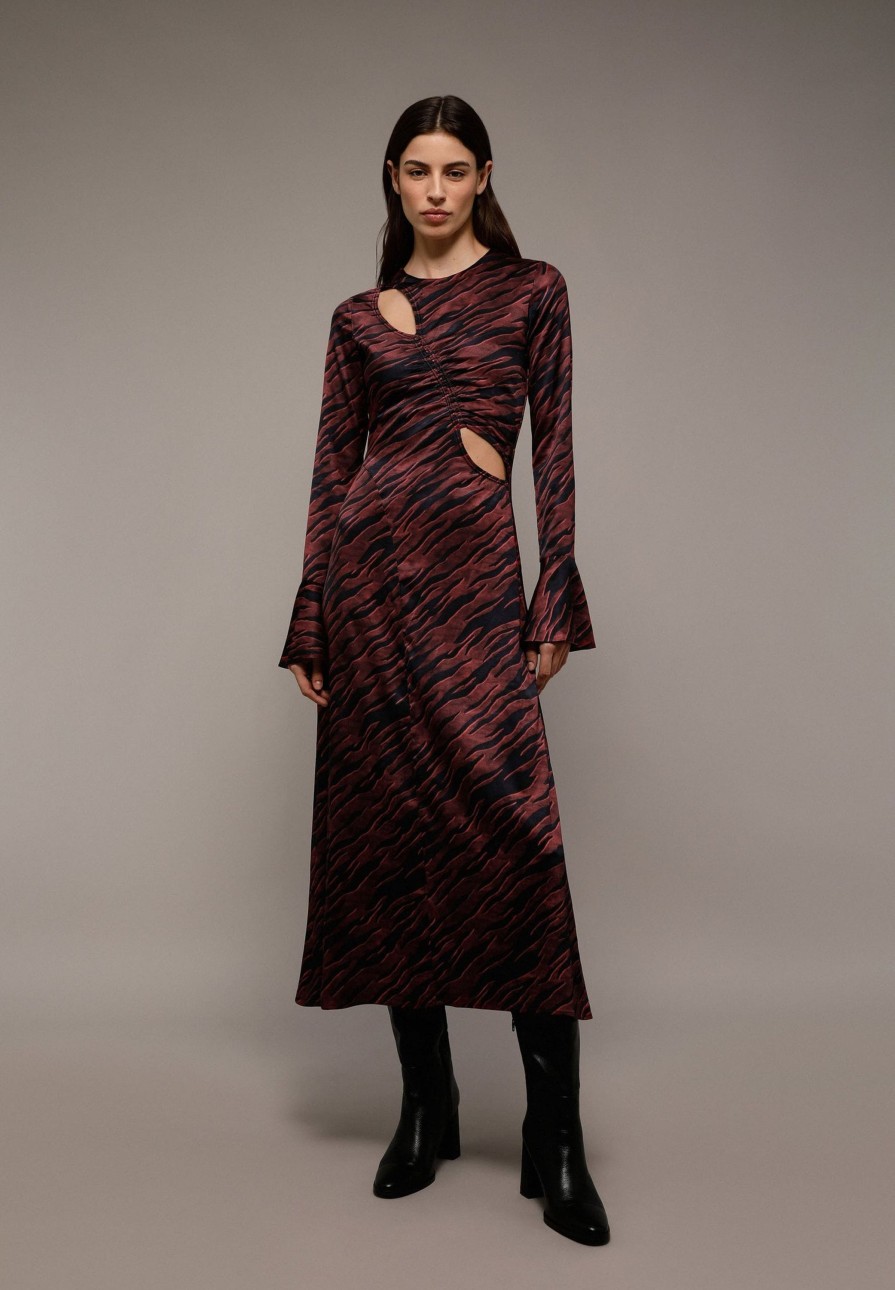 Wholesale scalperscompany Animal Print Satin Midi Dress