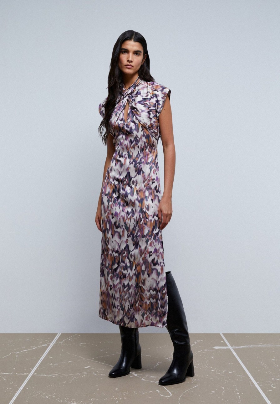 Best scalperscompany Print Dress With Knot On The Neckline Multicolor