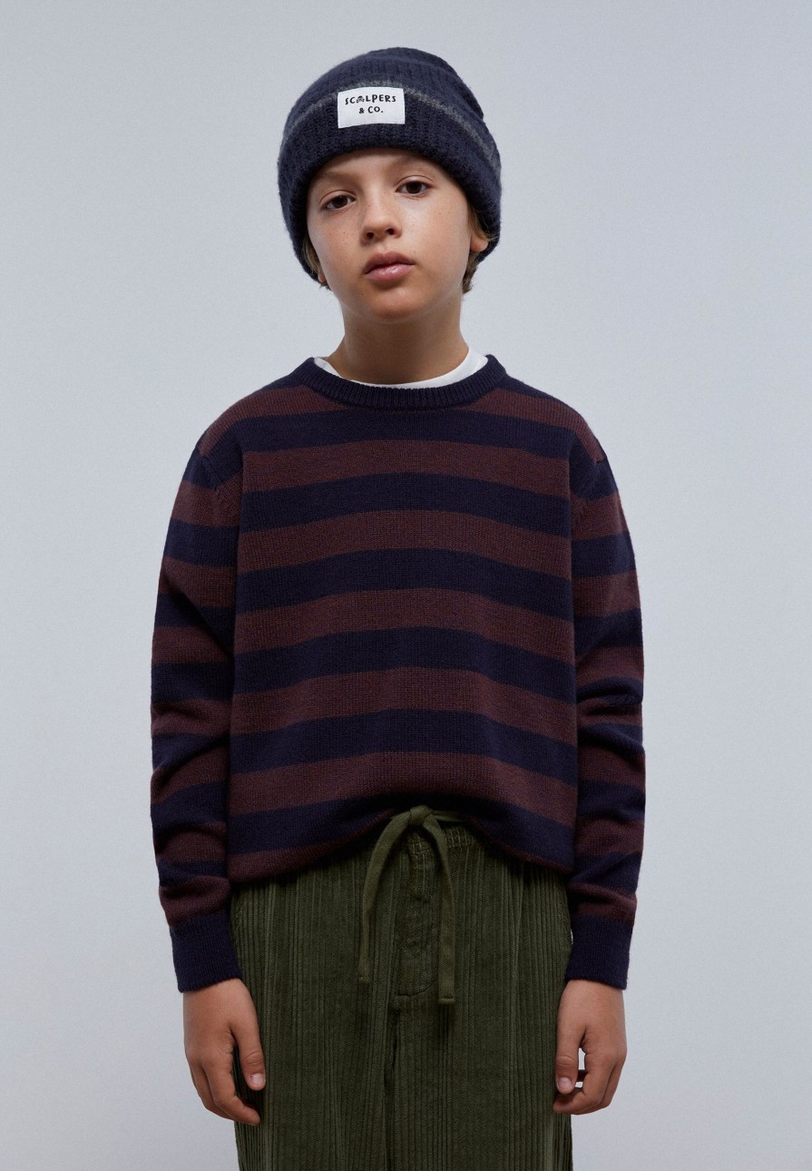 Wholesale scalperscompany Striped Knit Sweater Navy Stripes