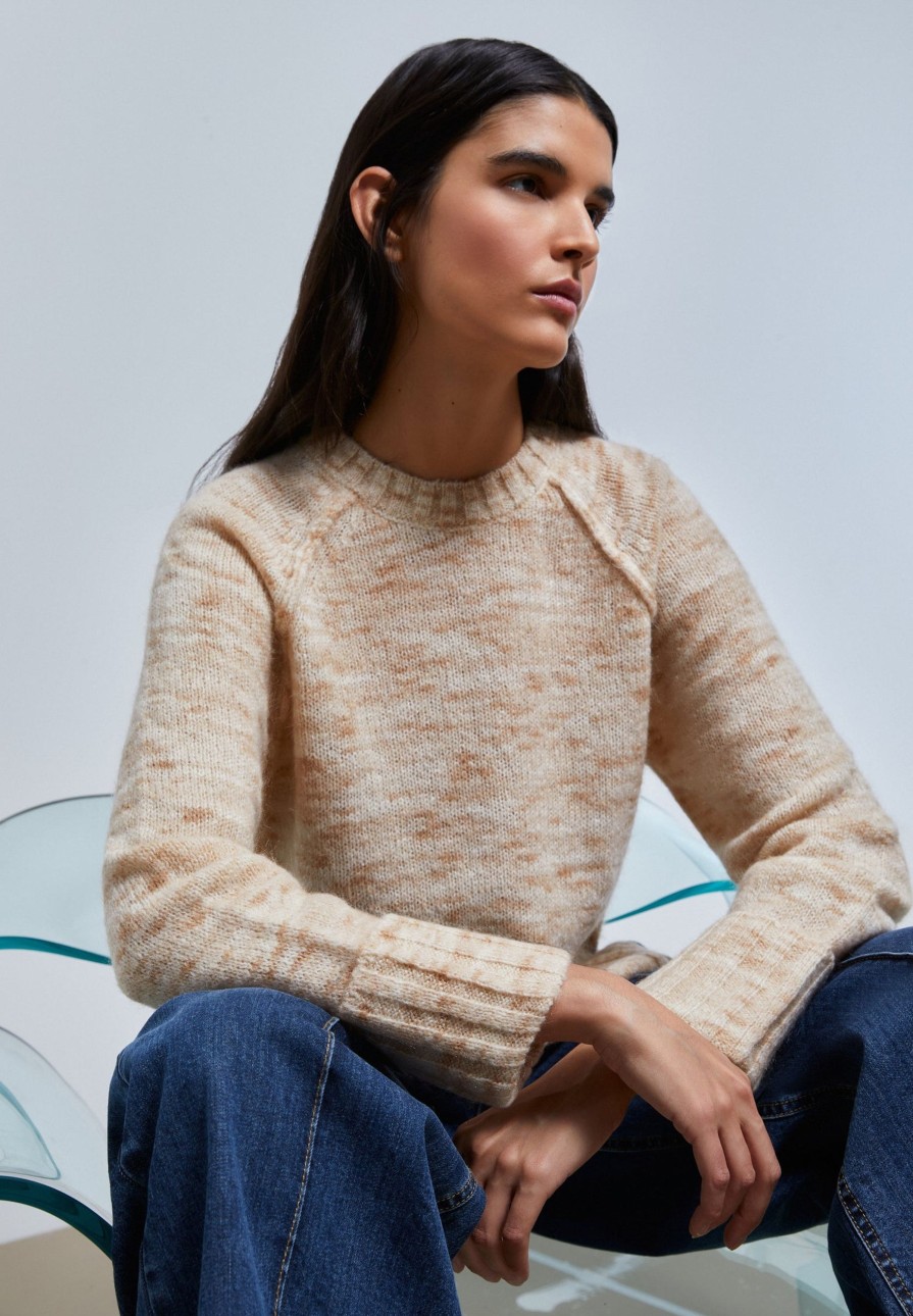 Clearance scalperscompany Knit Sweater With Raglan Sleeves Natural