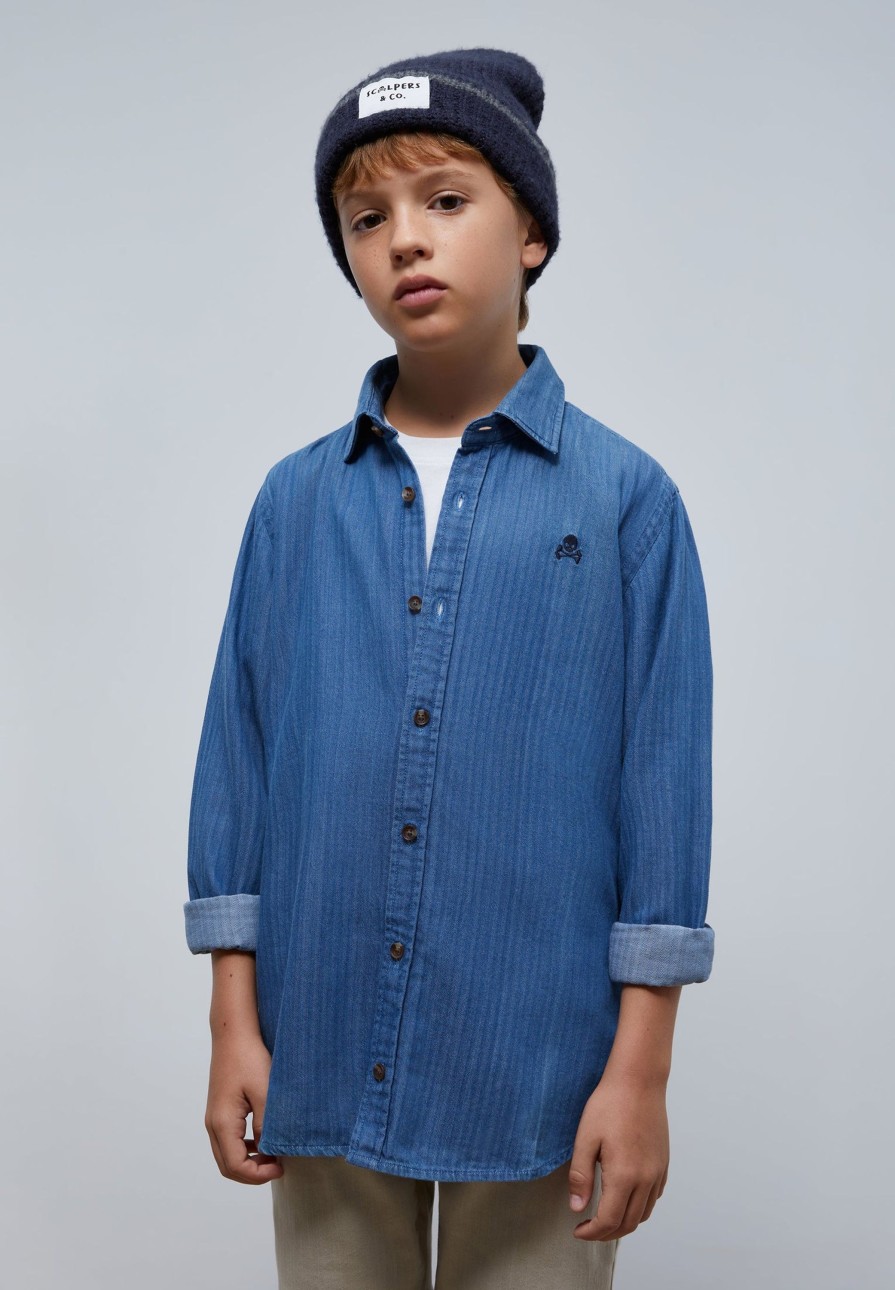 Clearance scalperscompany Contrast Denim Oxford Shirt