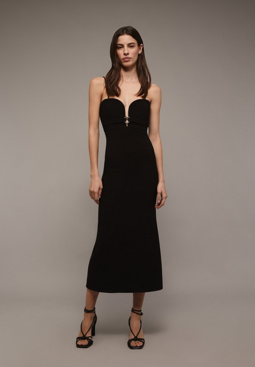 Online scalperscompany Slip Dress With Back Zip Detail Black