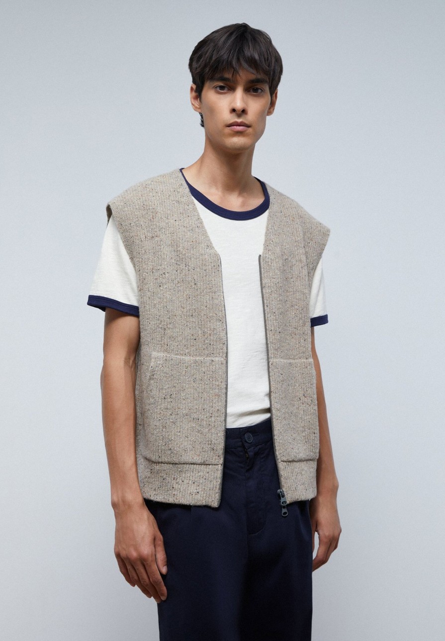 New scalperscompany Zip Knit Vest Brown