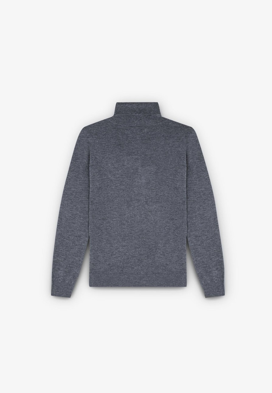 Online scalperscompany High Neck Knit Sweater Grey Melange