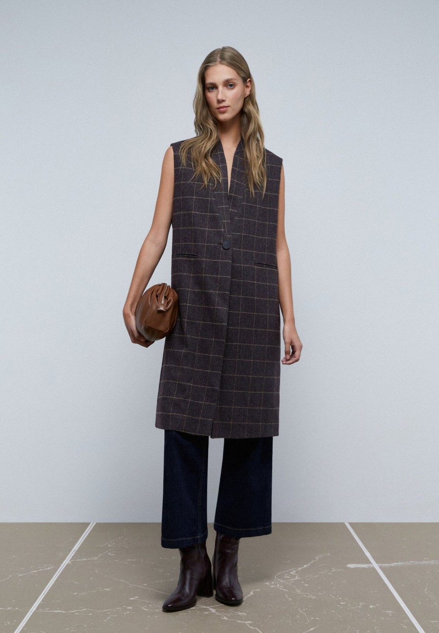 New scalperscompany Long Checked Waistcoat