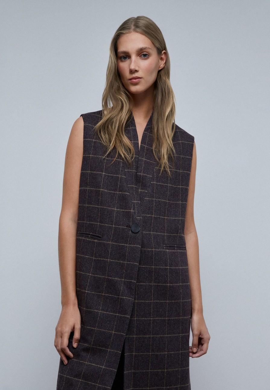 New scalperscompany Long Checked Waistcoat