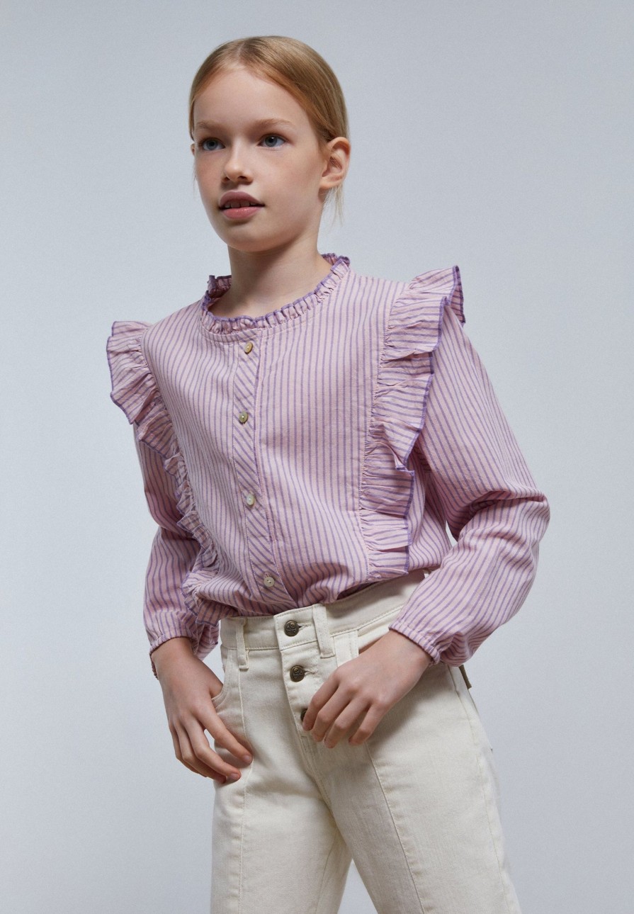 New scalperscompany Striped Blouse With Ruffles