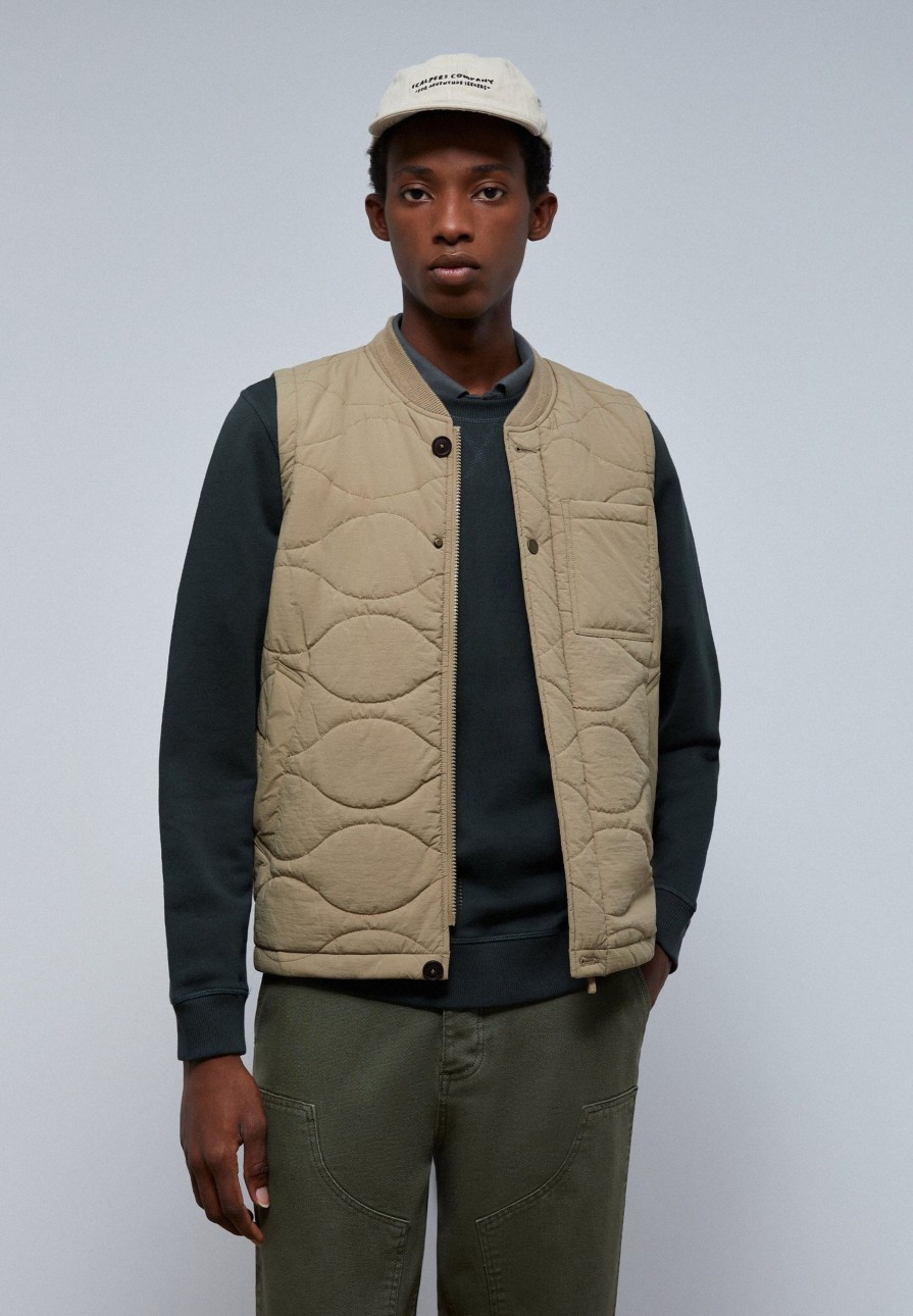 Hot scalperscompany Puffer Vest With Ribbed Collar Taupe