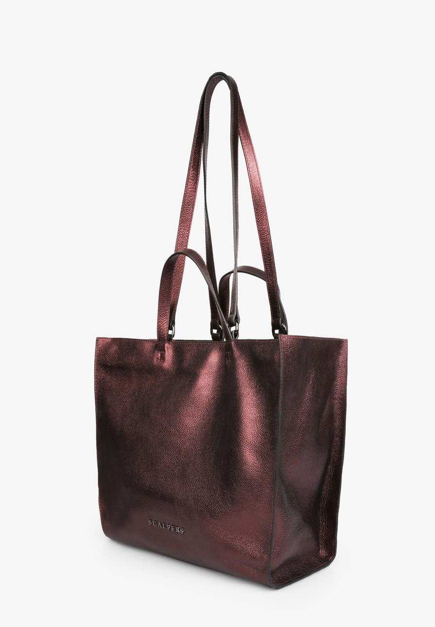 Wholesale scalperscompany Leather And Metallic Tote Bag