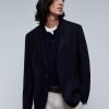 Hot scalperscompany Semi-Structured Wool Blazer Navy