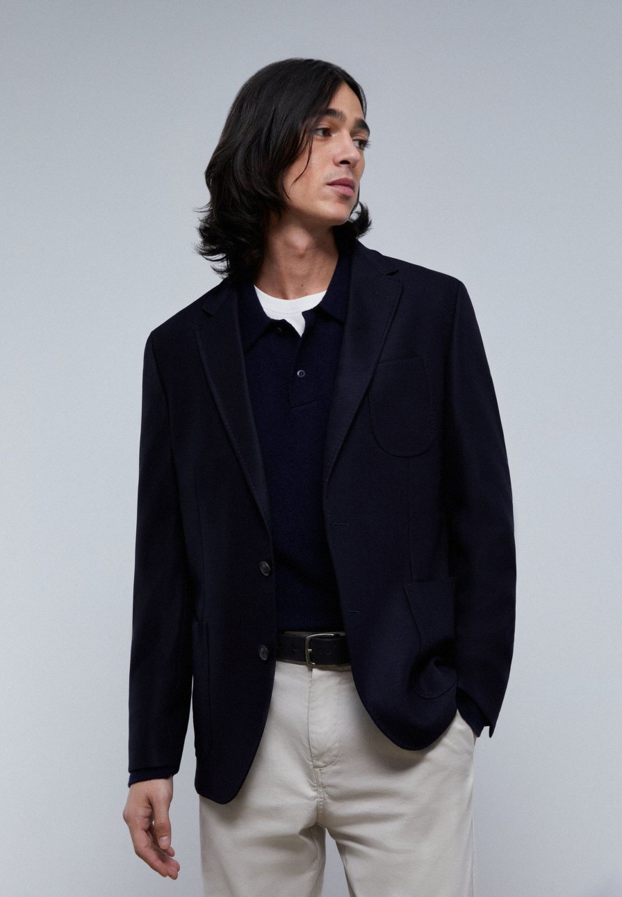 Hot scalperscompany Semi-Structured Wool Blazer Navy