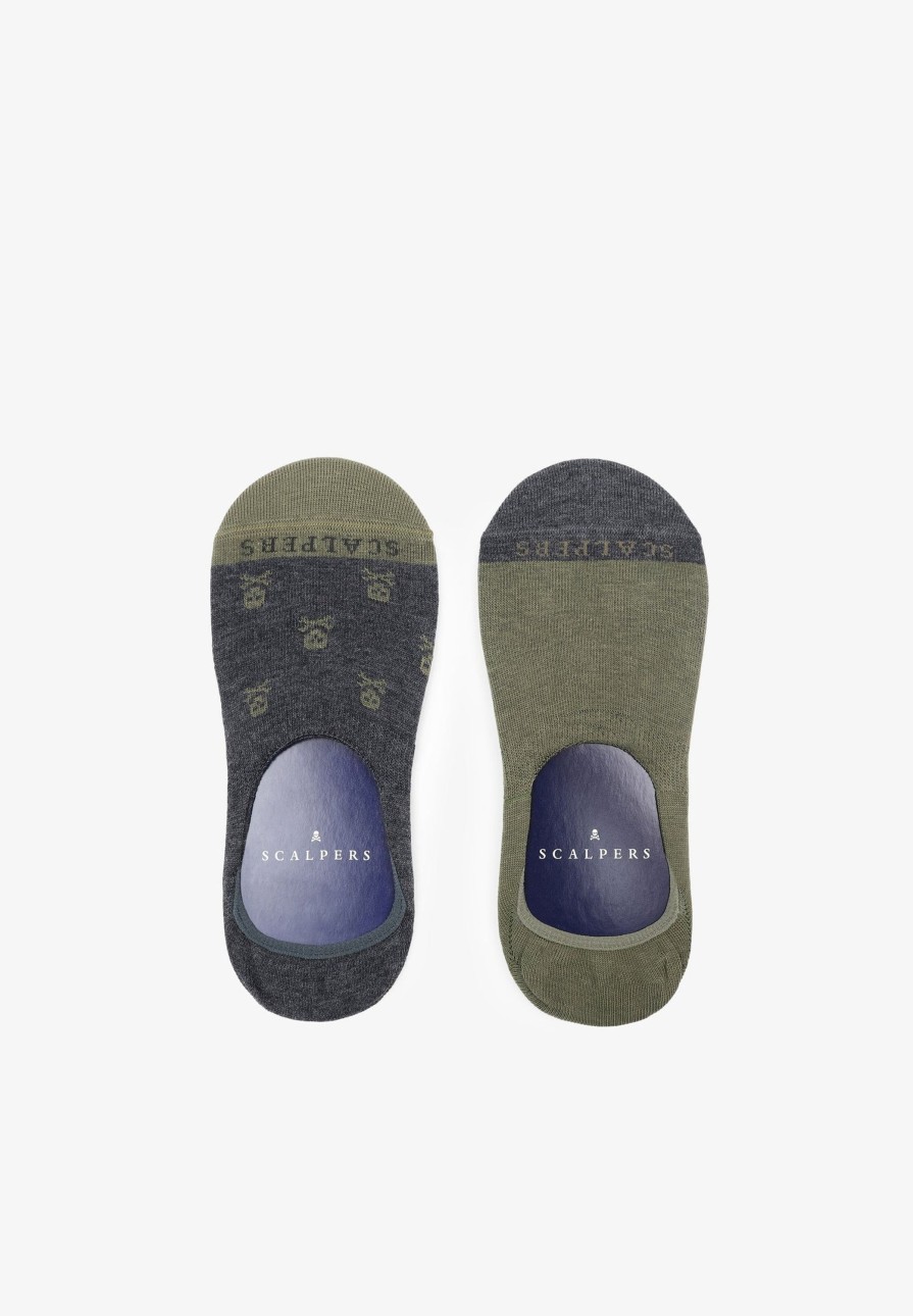 New scalperscompany Pack Of Shoe Liner Socks With Skulls Grey