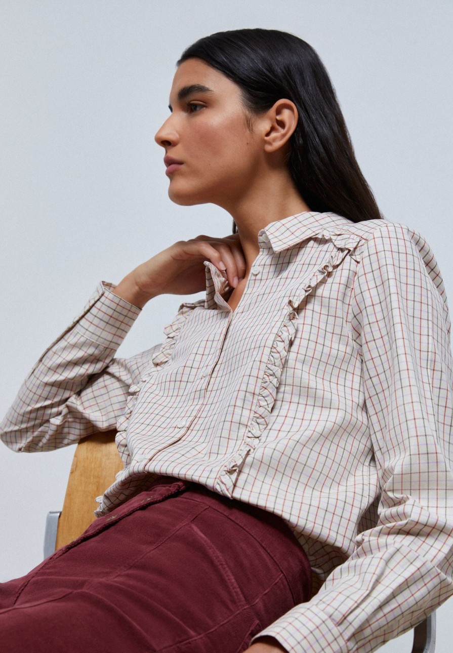 New scalperscompany Ruffled Check Shirt