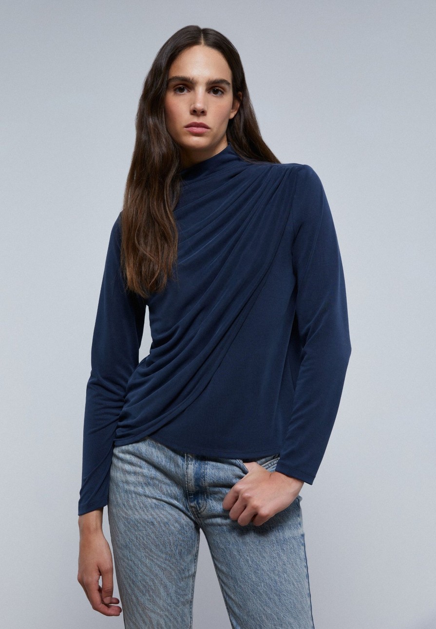 Wholesale scalperscompany Draped Shoulder Detail Top