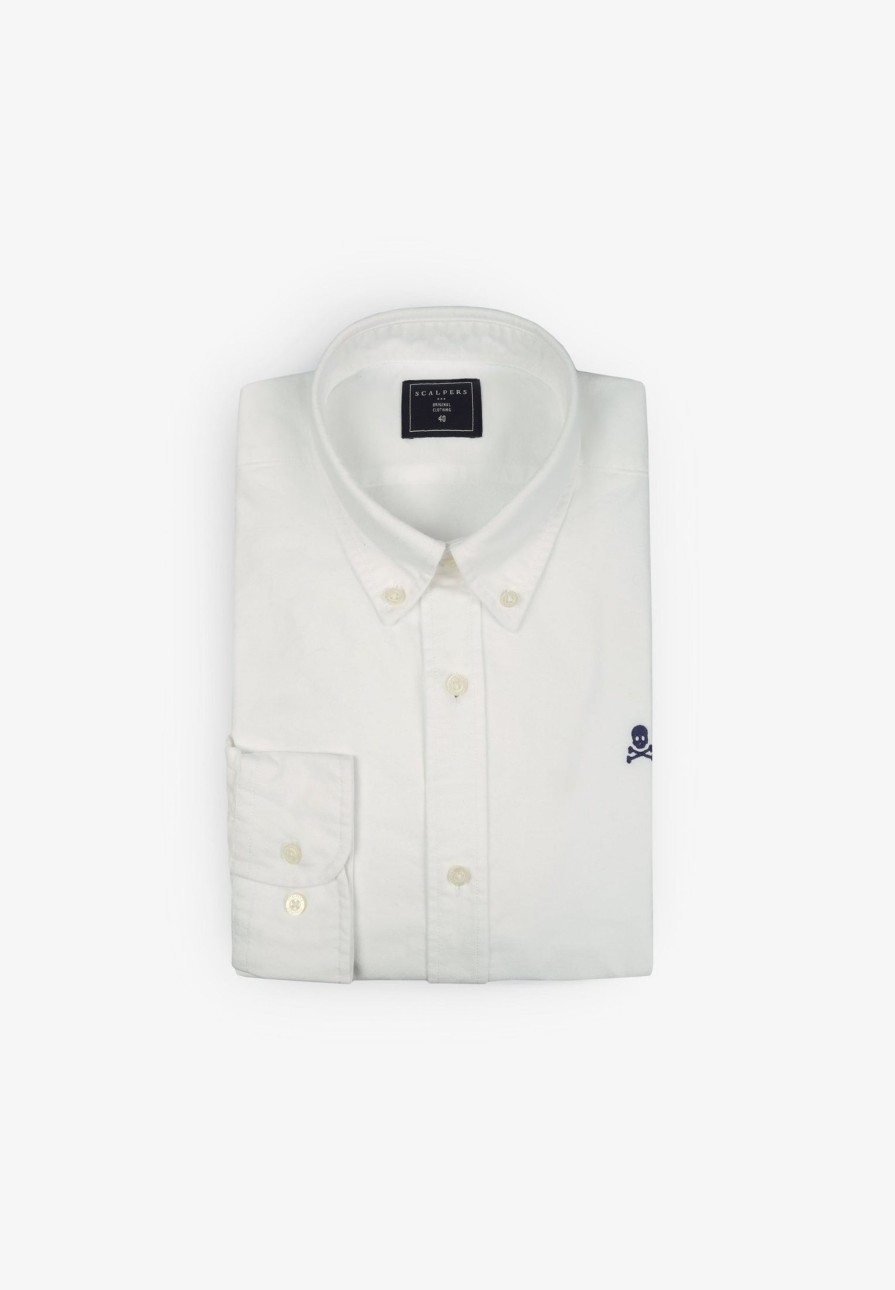 Best scalperscompany Oxford Shirt With Contrast Skull Print White