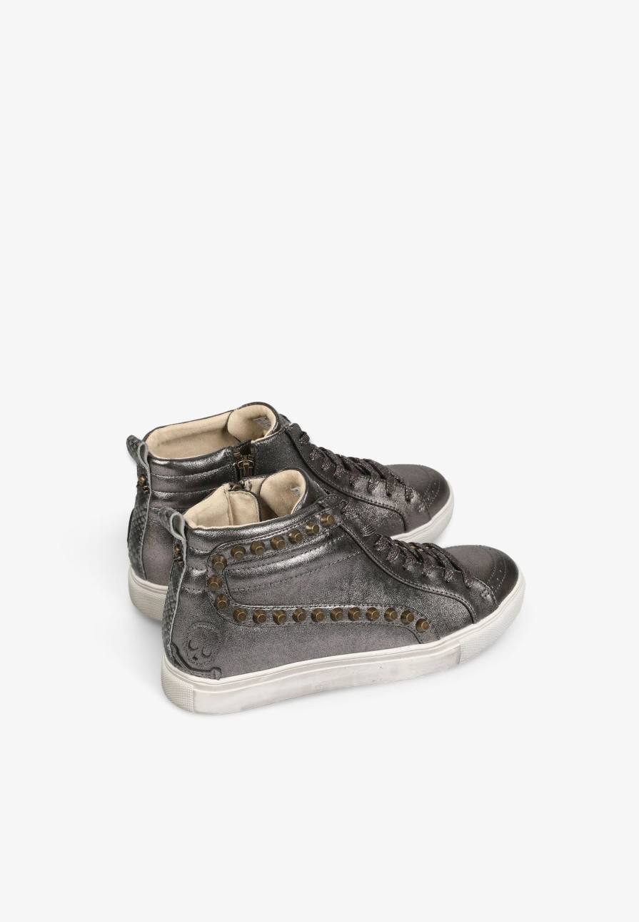 Hot scalperscompany High Top Metallic Studded Sneakers