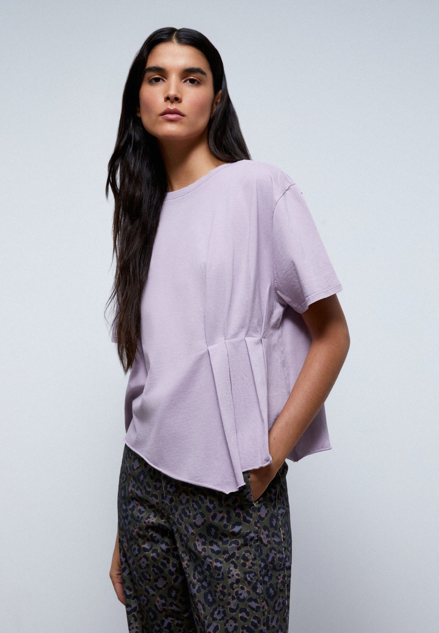 Best scalperscompany Faded T-Shirt With Side Pleat Lilac