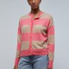 Clearance scalperscompany Striped Cardigan Button Detail