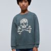 New scalperscompany Sweatshirt With Newspaper Text Skull