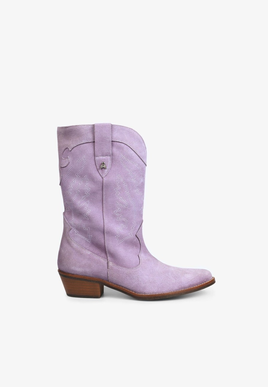 Best scalperscompany Suede Cowboy Boots Lilac