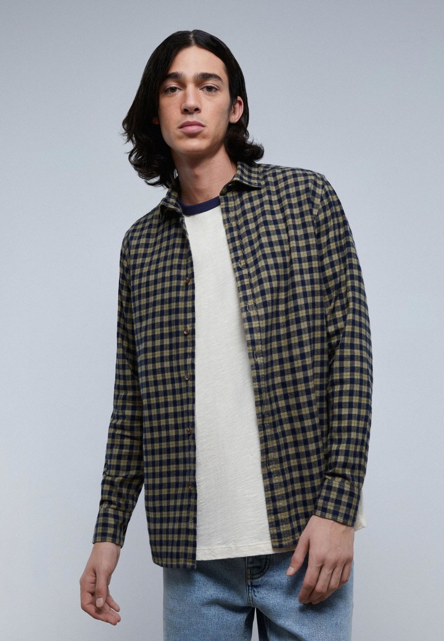 Online scalperscompany Tartan Shirt With A Button-Down Collar Khaki Check