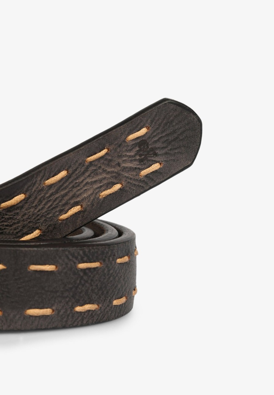 Hot scalperscompany Leather Belt With Topstitching