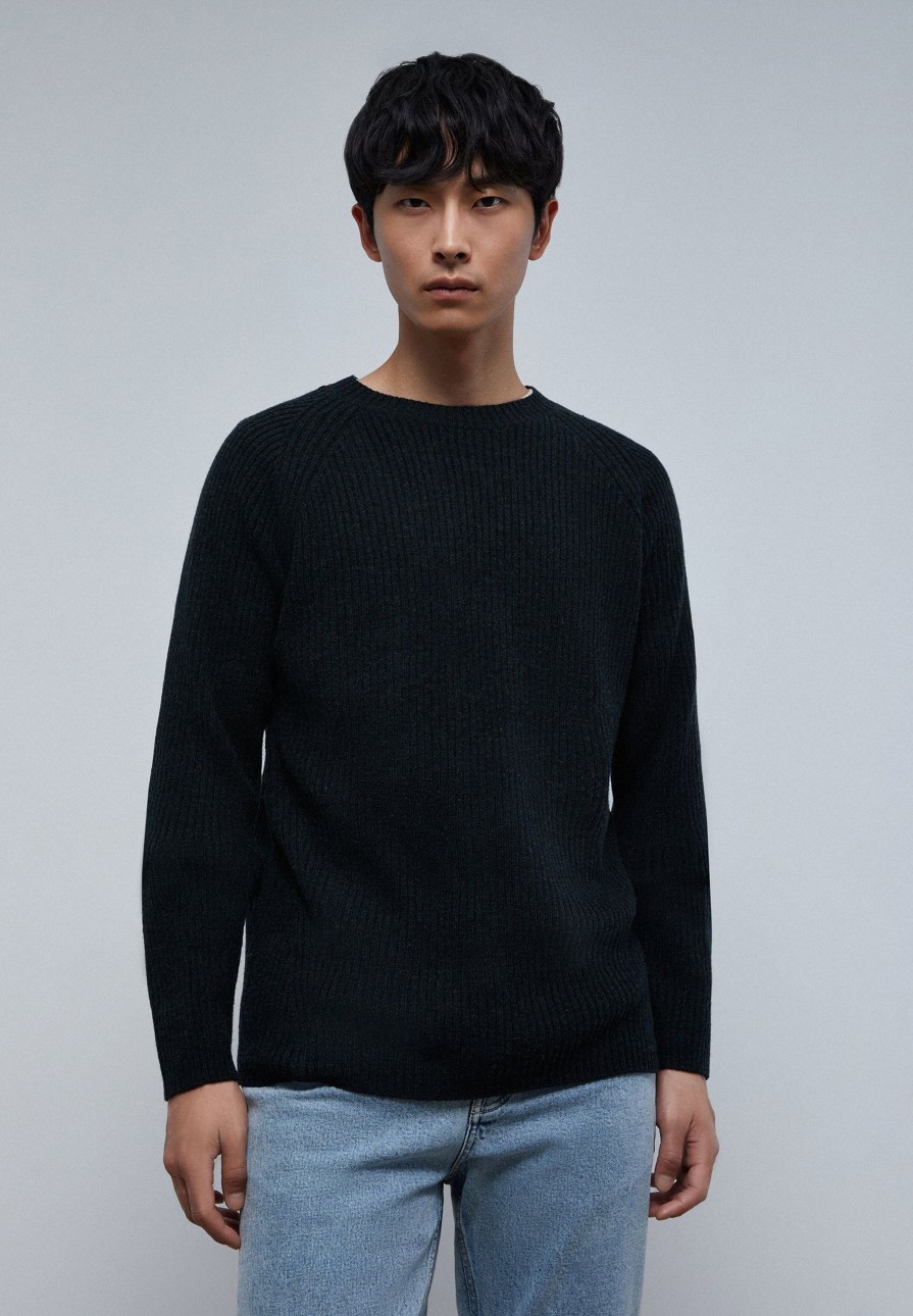 Online scalperscompany Ribbed Sweater With Raglan Sleeves