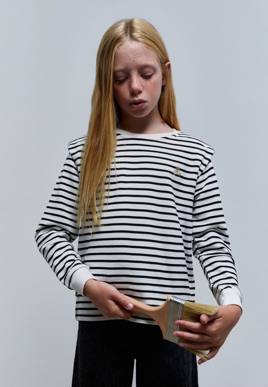 Online scalperscompany Striped Sweatshirt With Skull