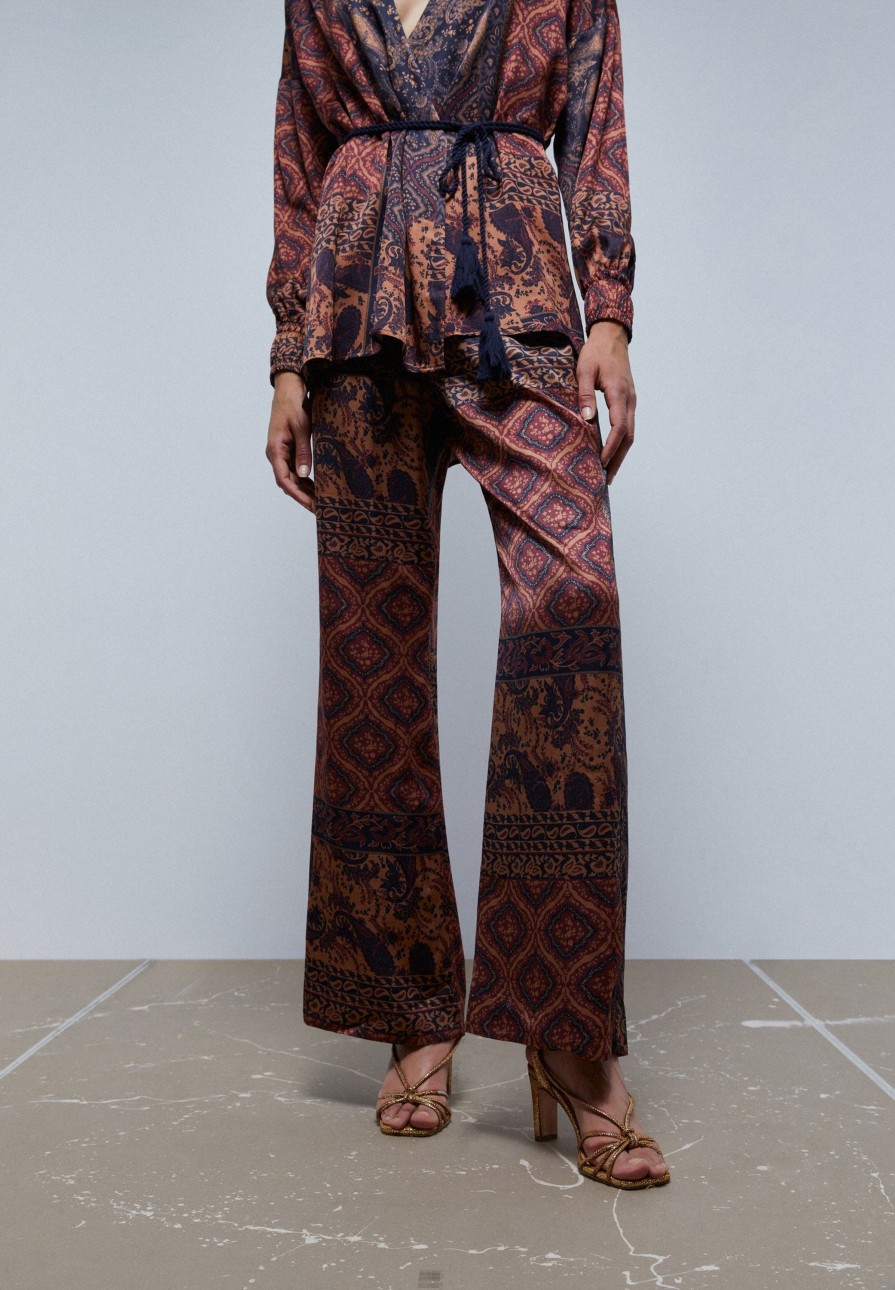 New scalperscompany Flowing Paisley Trousers Brown