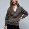 New scalperscompany Striped Sweater With Neckline Detail