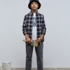 Online scalperscompany Plaid Check Shirt Navy Check